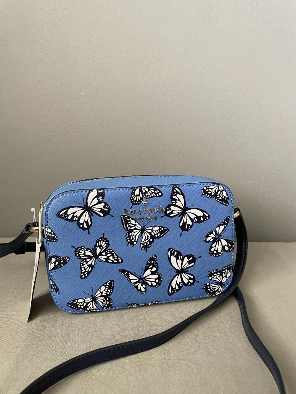 NWT Kate Spade Staci Mini Camera Bag Butterfly Sky Blue Multi KB521